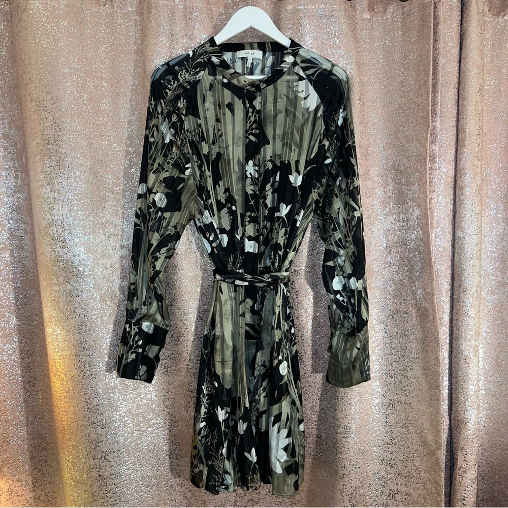 Reiss Green & Black Floral Dress